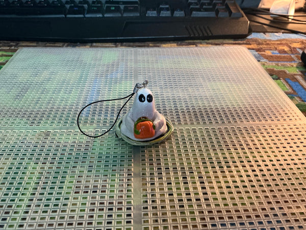 Polymer Clay Ghost Charm — Glittery Halloween Decoration