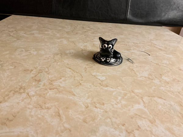 Polymer Clay Black Cat Christmas Ornament