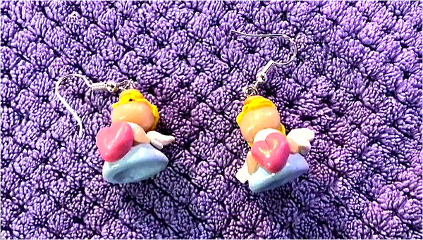 Polymer Clay Cherub Angel Earrings — Valentine's Day & Everyday
